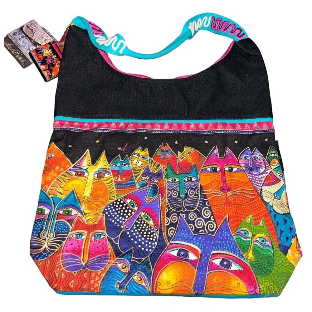Laurel Burch Fantasticats Tote Medium  Scoop Zipper Top 14"X3.5"X12.25"- LB5233